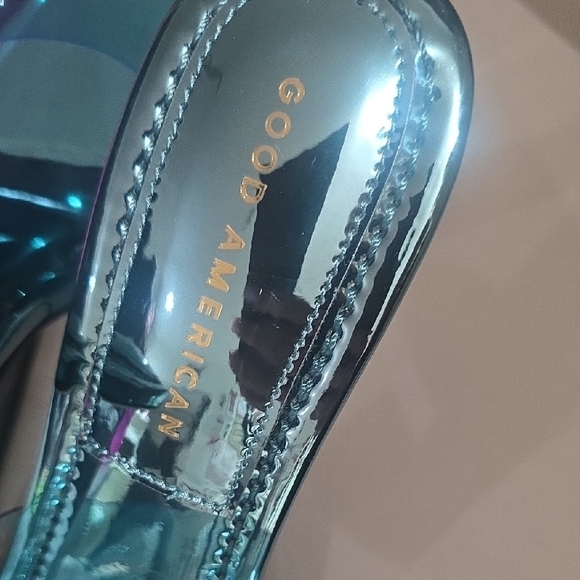 Good American Blue Transparent Heels Size 8 NWT - Picture 2 of 9